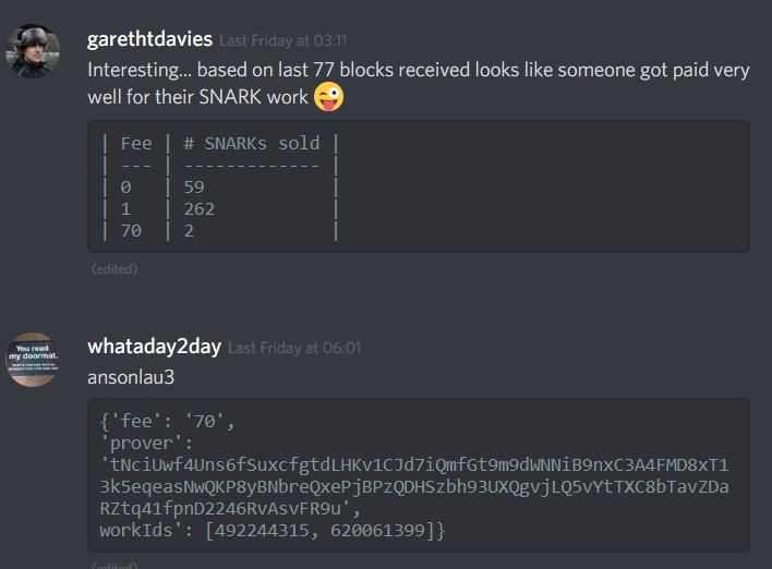 Conversation between garethdavies and whatad2day discussing high snark fees