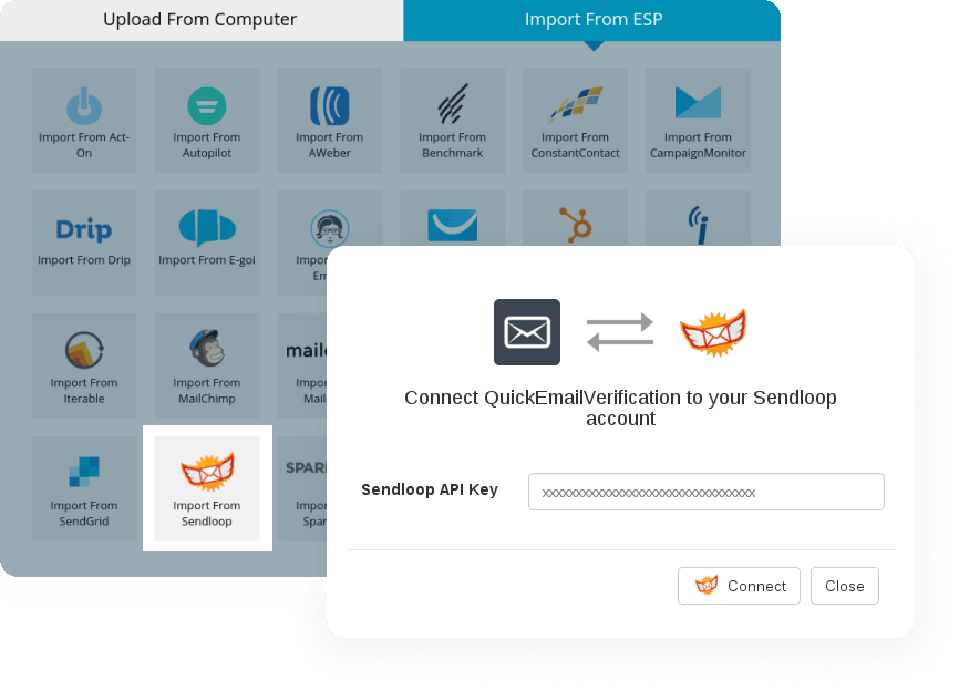 QuickEmailVerification and Sendloop integration image